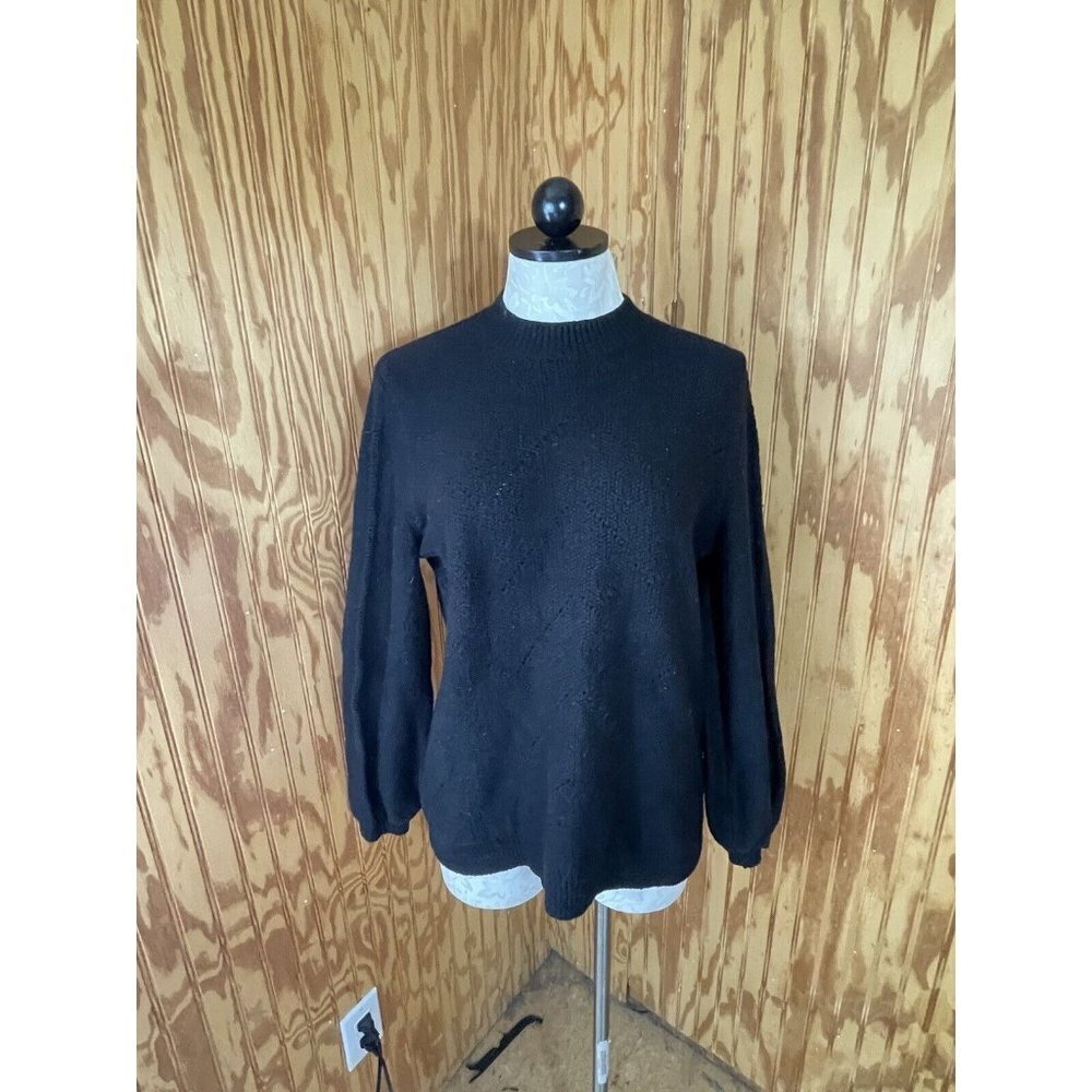 Lucky Brand Sweater Large Black Knit High Neck Long Sleeve Womens‎